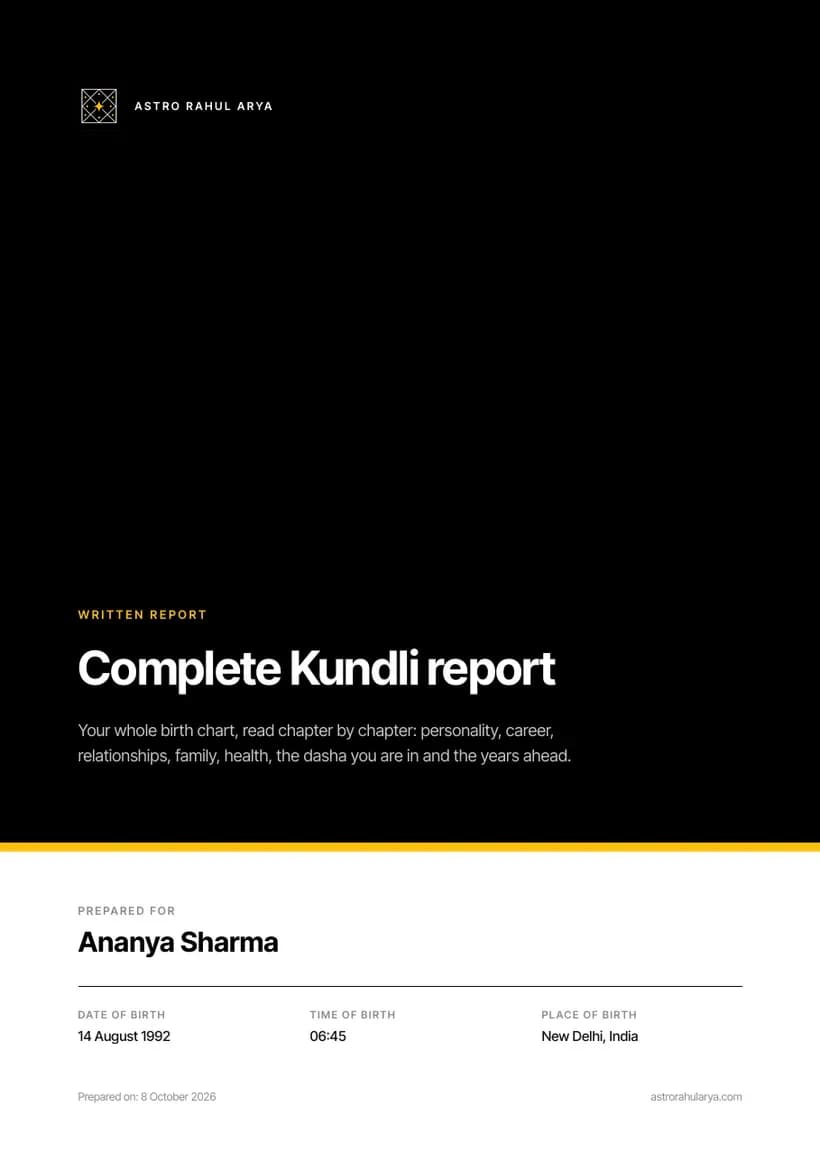 Cover of the Complete Kundli report PDF